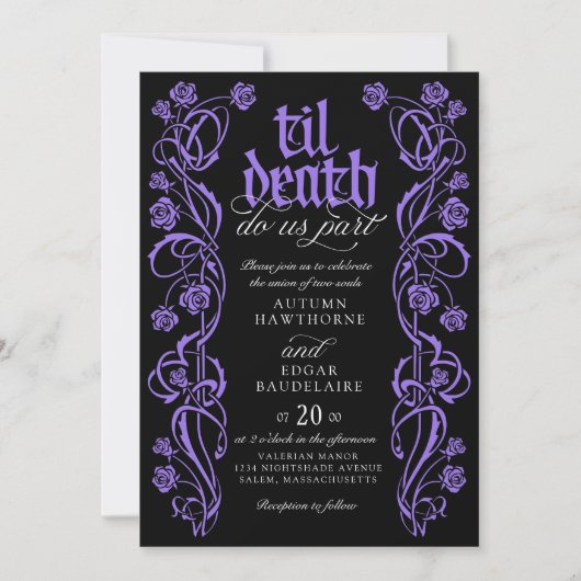 Invitation Mariage gothique jusqu'à la mort (Devant)