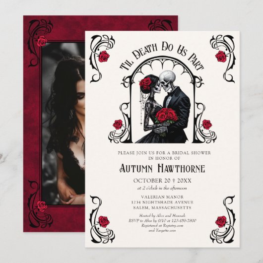 Invitation Mariage gothique jusqu'à la mort (Devant / Derrière)