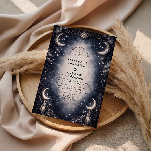Invitation Mariage gothique lunaire céleste