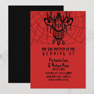 Invitation Mariage gothique Lustre Araignée Rouge Noir