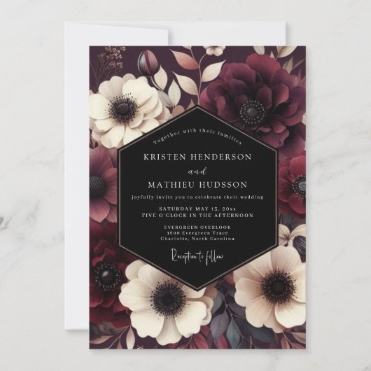 Invitation Mariage gothique luxuriant de Bourgogne (Devant)