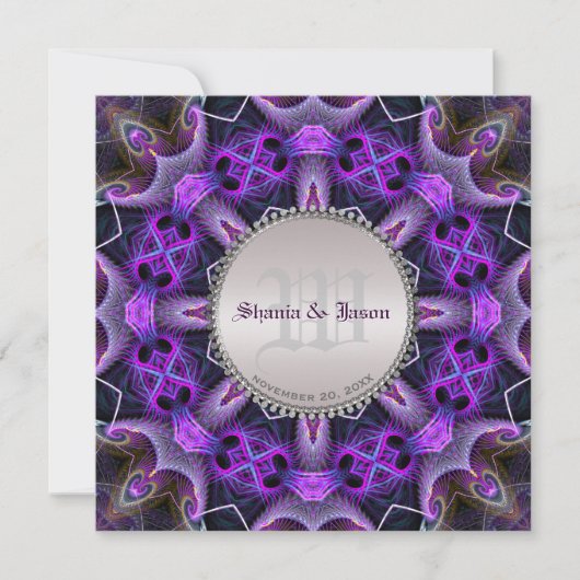 Invitation Mariage gothique médiéval violet (Devant)