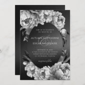 Invitation Mariage gothique Moody White Peonies (Devant / Derrière)