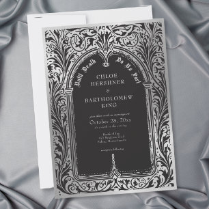 Invitation Mariage gothique noir argent médiéval jusqu'à la m