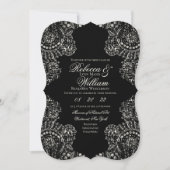 Invitation Mariage gothique noir blanc dentelle (Devant)