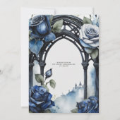 Invitation Mariage gothique Noir Bleu Rose Arch Alternative (Dos)