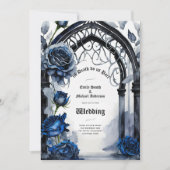 Invitation Mariage gothique Noir Bleu Rose Arch Alternative (Devant)