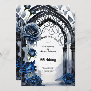 Invitation Mariage gothique Noir Bleu Rose Arch Alternative