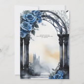 Invitation Mariage gothique Noir Bleu Rose Arch Alternative (Dos)