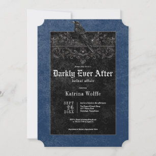 Invitation Mariage gothique noir corbeau & roses bleues Baby