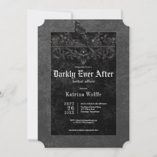 Invitation Mariage gothique noir corbeau & roses noires