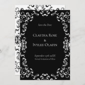 Invitation Mariage gothique noir et blanc (Devant / Derrière)