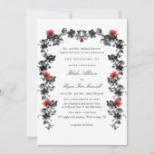 Invitation Mariage gothique noir et rouge du Victoria (Devant)