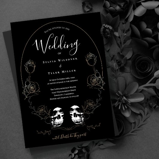 Invitation Mariage gothique noir floral