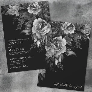 Invitation Mariage gothique noir floral