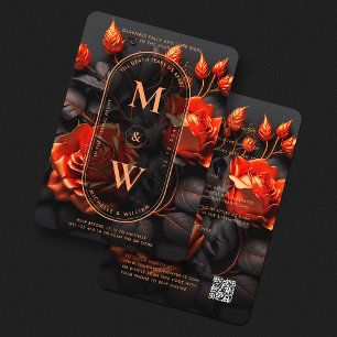 Invitation Mariage gothique noir orangé Floral Boho