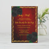 Invitation Mariage gothique noir Rose sang rouge (Debout devant)