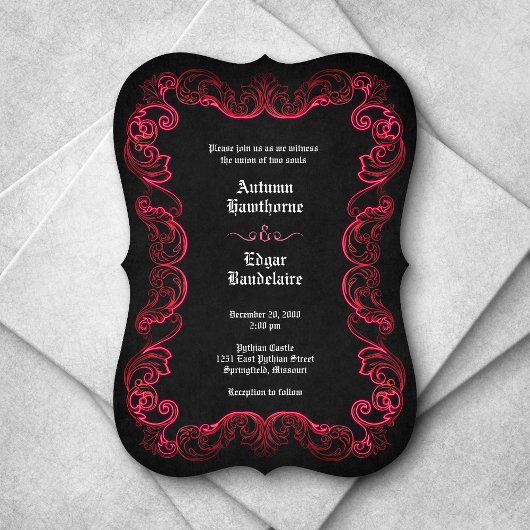 Invitation Mariage gothique noir rouge