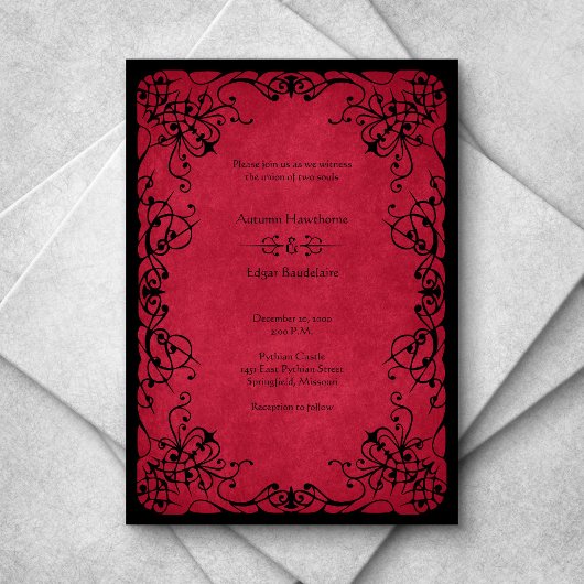 Invitation Mariage gothique noir rouge