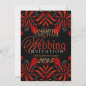 Invitation Mariage gothique noir rouge exotique (Devant)