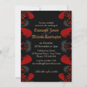 Invitation Mariage gothique noir rouge exotique (Dos)