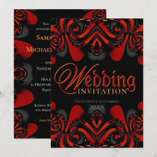 Invitation Mariage gothique noir rouge exotique