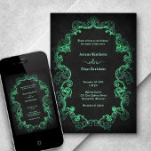 Invitation Mariage gothique noir vert