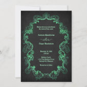 Invitation Mariage gothique noir vert (Devant)