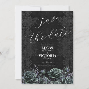 Invitation Mariage gothique noir victorien Enregistrer la dat