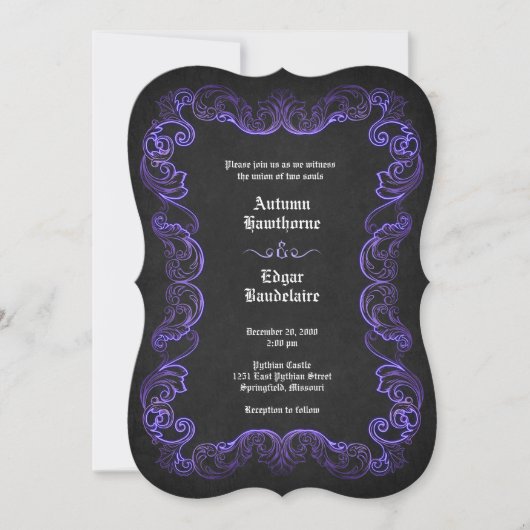Invitation Mariage gothique noir violet (Devant)