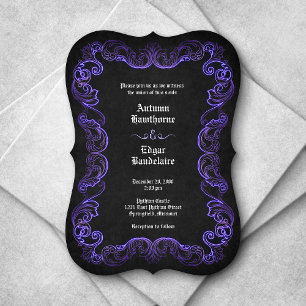 Invitation Mariage gothique noir violet