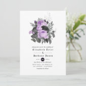 Invitation Mariage gothique noir violet et argenté (Debout devant)