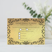 Invitation Mariage gothique or et noir (Debout devant)