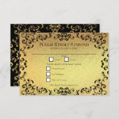 Invitation Mariage gothique or et noir (Devant / Derrière)