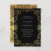 Invitation Mariage gothique or et noir (Devant / Derrière)