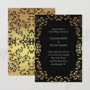 Invitation Mariage gothique or et noir