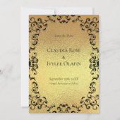 Invitation Mariage gothique or et noir (Devant)