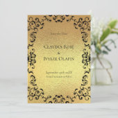 Invitation Mariage gothique or et noir (Debout devant)