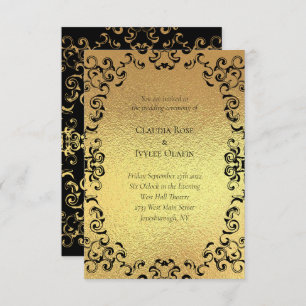 Invitation Mariage gothique or et noir