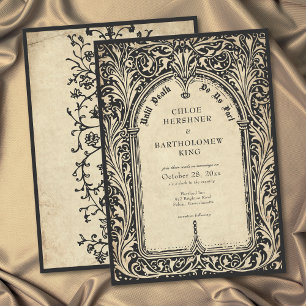 Invitation Mariage gothique parchemin médiéval jusqu'à la mor