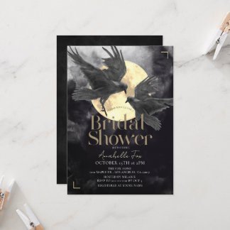 Invitation Mariage gothique Raven & Golden Moon