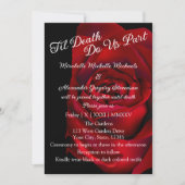 Invitation Mariage Gothique Romantique Rose Rouge Noir Moody (Devant)