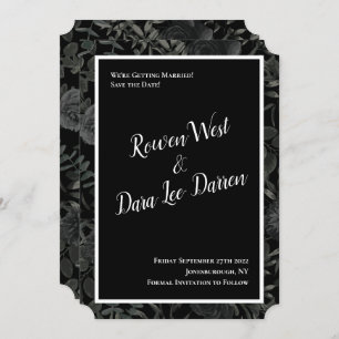 Invitation Mariage gothique Rose blanc et noir Enregistrer la