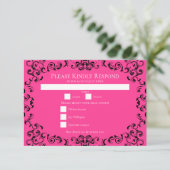 Invitation Mariage gothique rose chaud et noir (Debout devant)