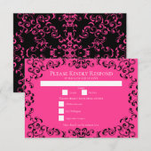 Invitation Mariage gothique rose chaud et noir (Devant / Derrière)
