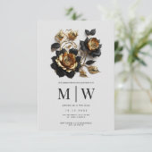 Invitation Mariage gothique Rose d'or noir (Debout devant)