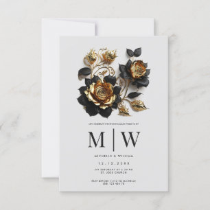 Invitation Mariage gothique Rose d'or noir