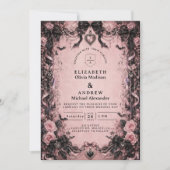 Invitation Mariage gothique rose élégant (Devant)
