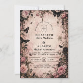 Invitation Mariage gothique rose humeur (Devant)