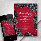 Invitation Mariage gothique Rose noir rouge